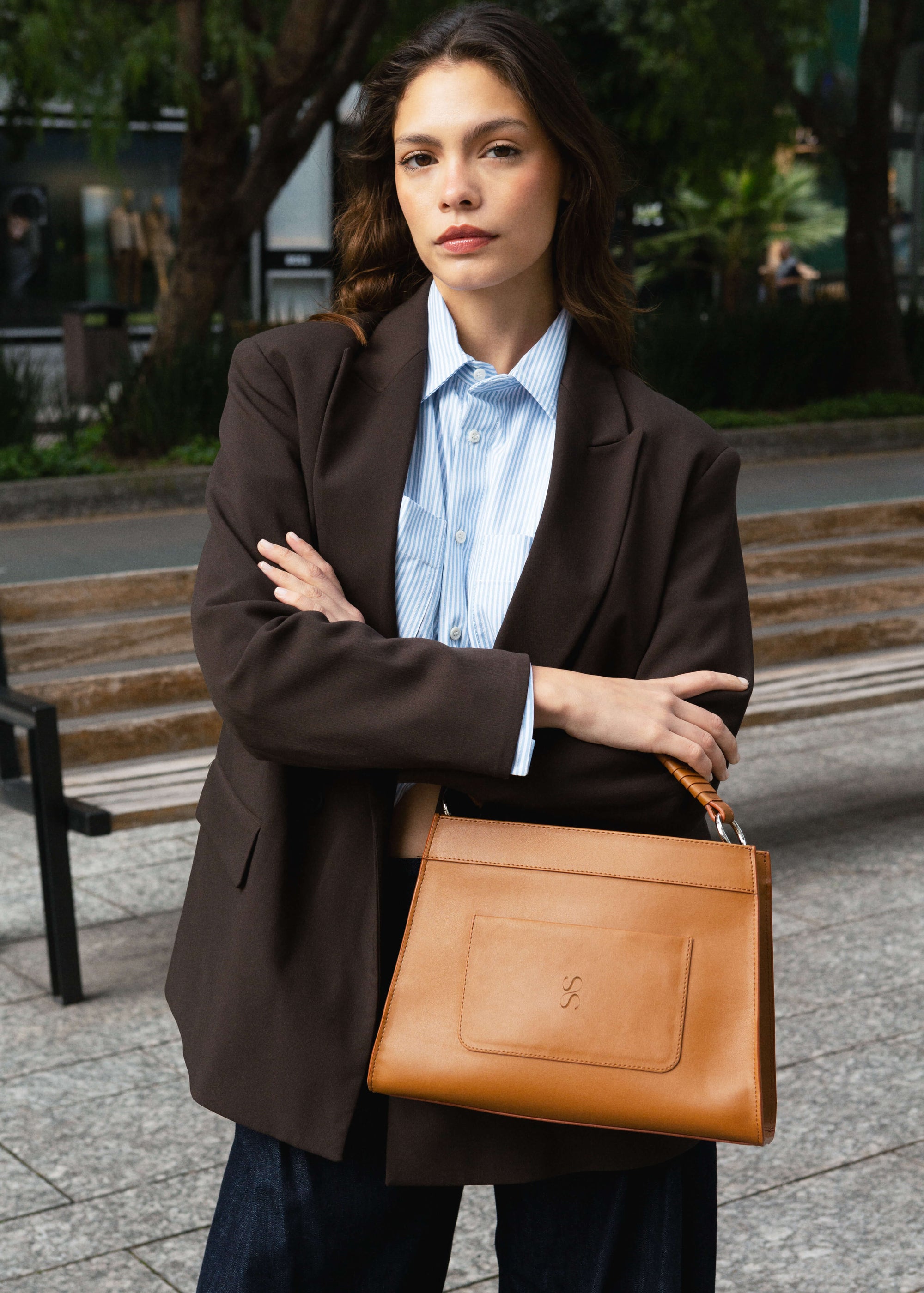 Model with a Panthera Tote Brown